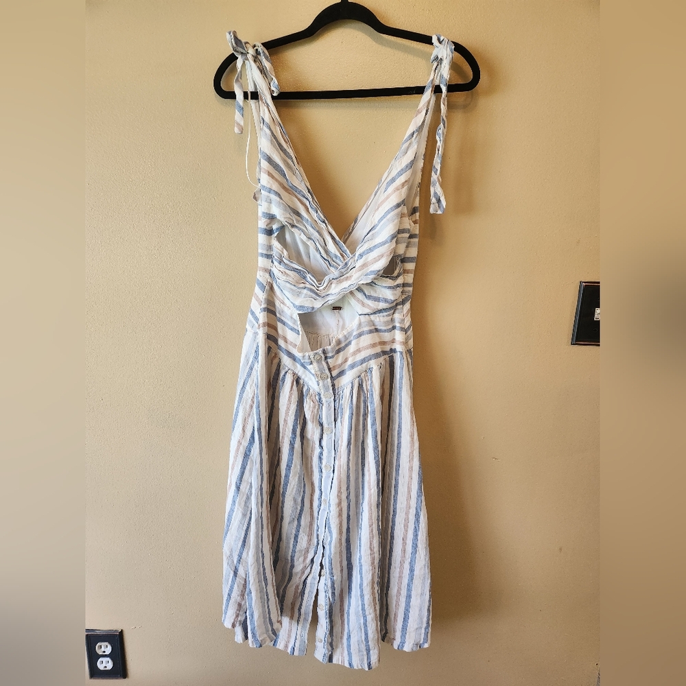 Free People Striped Midi Dress - Blue and White - Picture 3 of 7